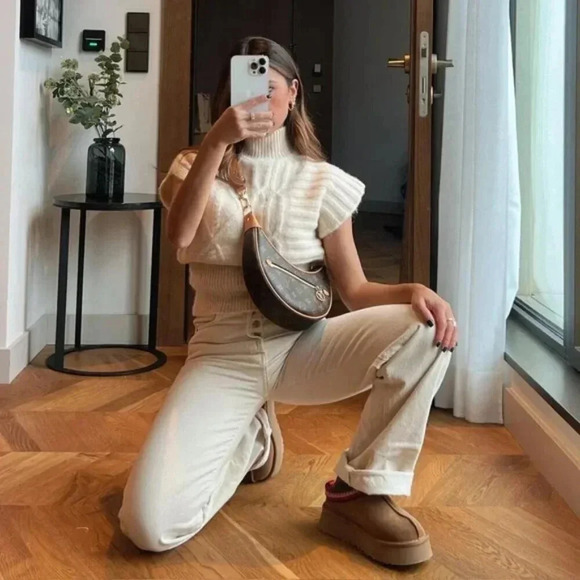 Zara Cream Knit Mock Neck Vest NWT  Size Medium - Picture 2 of 10